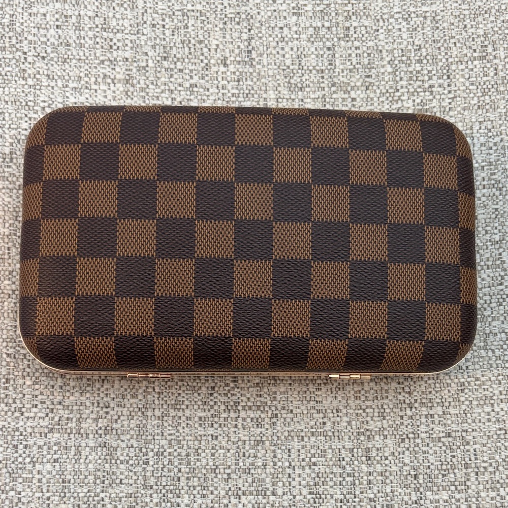 Daisy Rose Brown Checkered Clutch